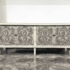 HANDCARVED WOOD CONSOLE TABLE, VINTAGE STYLE IN GREY AND OFF WHITE COLORS