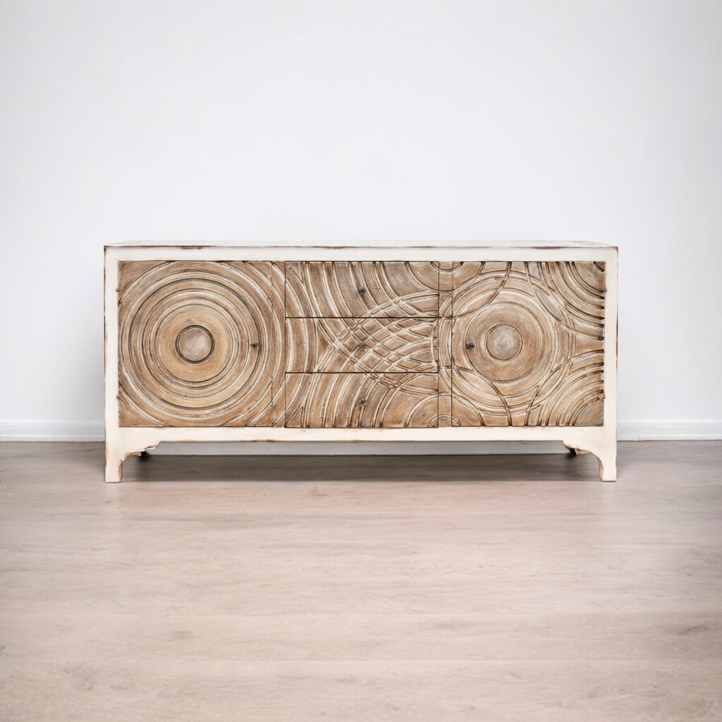 modern rustic sideboard, 3 drawers in the middle and 2 doors