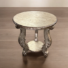 BAROQUE STYLE ROUND TABLE 3 CARVED LEGS IN SILVER COPPER FINISH