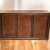 3 DOOR CABINET WITH LEATHER DOORS IN COPPER COLORS