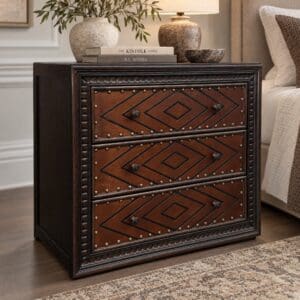Carson 3-Drawer Leather Nightstand