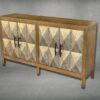 Cocos chest with 4 doors honey color frame with silver leaf doors distress with copper finishes