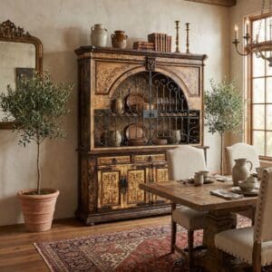 CLEO BUFFET & HUTCH NATURAL CARAMEL