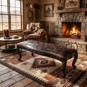 LEON HAND TOOLED LEATHER BENCH