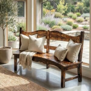 CURVED BENCH NATURAL CARAMEL