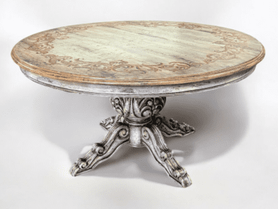 ROUND WOOD PEDESTAL DINING TABLE