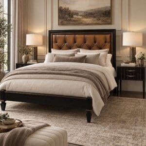 Grant Tufted Leather King Bed